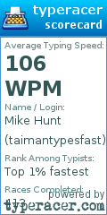Scorecard for user taimantypesfast