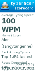 Scorecard for user tangytangerine