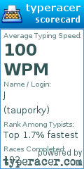 Scorecard for user tauporky