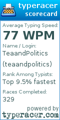 Scorecard for user teaandpolitics