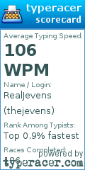 Scorecard for user thejevens