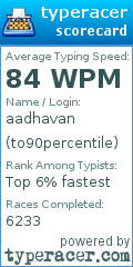 Scorecard for user to90percentile