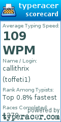 Scorecard for user toffeti1