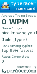 Scorecard for user toilet_typer