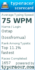 Scorecard for user tossfromua