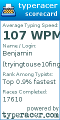 Scorecard for user tryingtouse10fingers