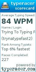 Scorecard for user trynatypefast2