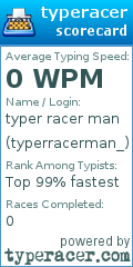 Scorecard for user typerracerman_