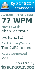 Scorecard for user vulkan111