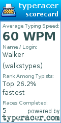 Scorecard for user walkstypes