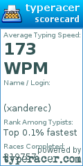 Scorecard for user xanderec