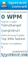 Scorecard for user yangtobrut