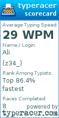 Scorecard for user z34_