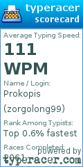Scorecard for user zorgolong99